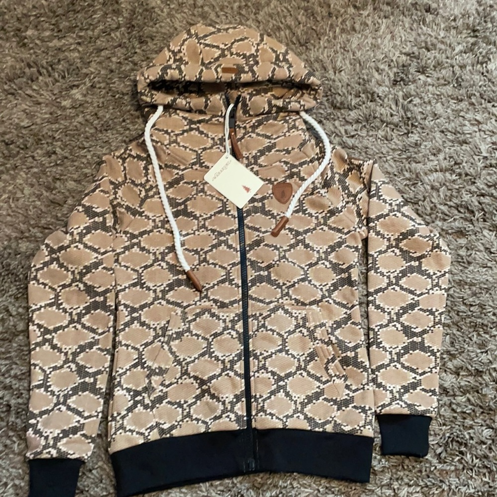 Stylish Tan Patterned Hoodie